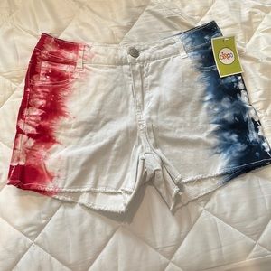 Red White and Blue Tie Dye Shorts